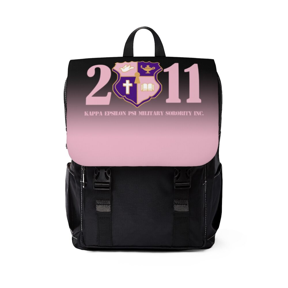 k.e.Ψ. faded pink and black shoulder backpack