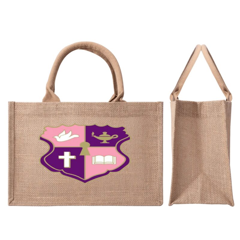 Heritage Charm Jute Burlap Tote Bag - Image 2