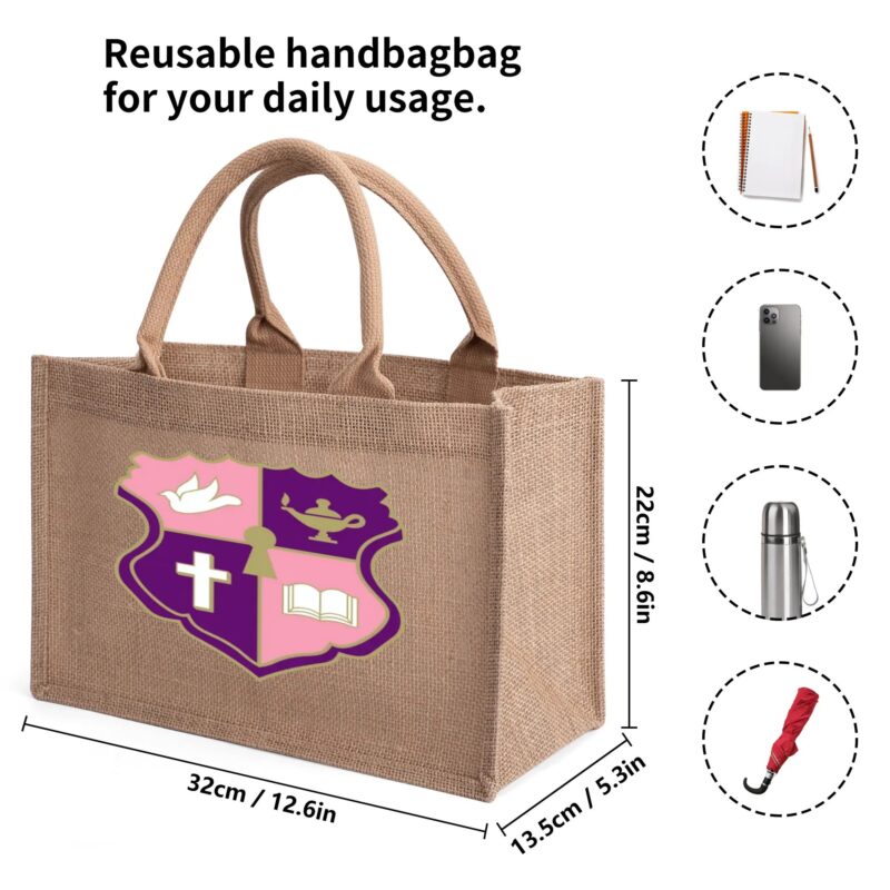 Heritage Charm Jute Burlap Tote Bag - Image 3