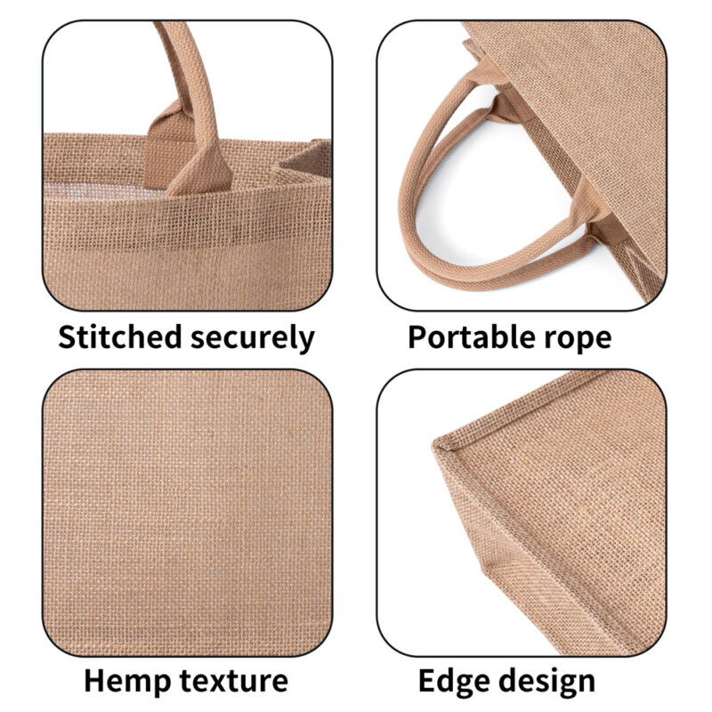 Heritage Charm Jute Burlap Tote Bag - Image 4